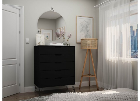 Manhattan Comfort Rockefeller 5-Drawer Dresser Black