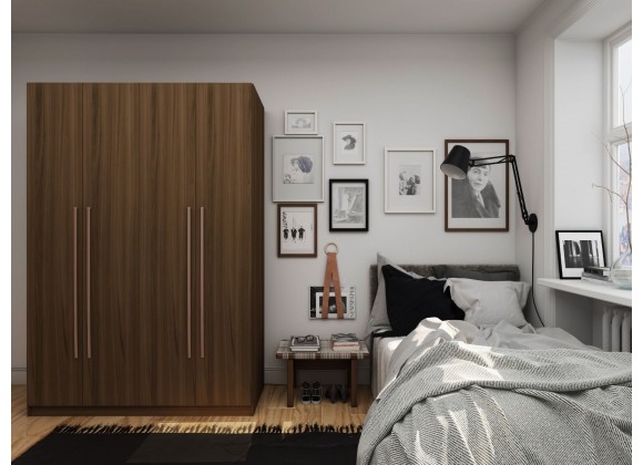 Manhattan Comfort Gramercy Modern 2-Section Freestanding Wardrobe Armoire Closet in Brown Front