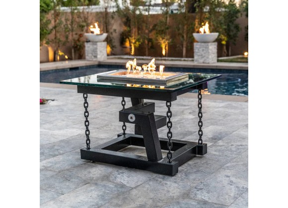 The Outdoor Plus Newton Powder Coated Fire Pit with Chain Support