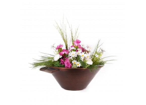 The Outdoor Plus Cazo Hammered Copper Planter with Water Bowl
