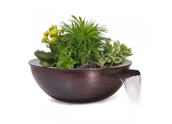 The Outdoor Plus Sedona Hammered Copper Planter & Water Bowl