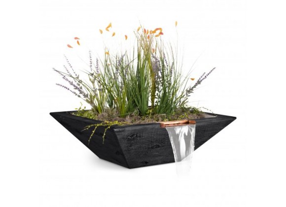 The Outdoor Plus Maya Wood Grain Planter & Water Bowl