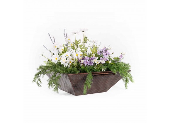 The Outdoor Plus Maya Hammered Copper Planter with Water Bowl
