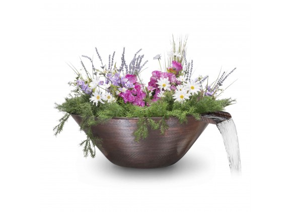 The Outdoor Plus Remi Hammered Copper Planter with Water Bowl