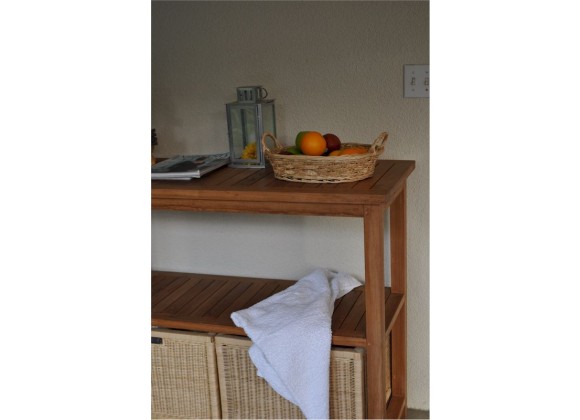 Anderson Teak Towel Console w/ 2 Shelves Table