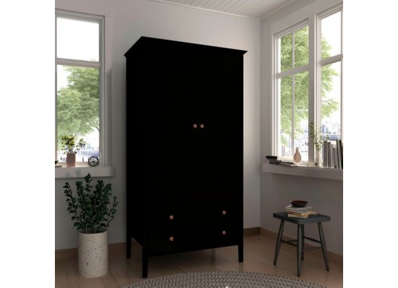 Manhattan Comfort Crown Full Wardrobe with Hanging and 2 Drawers in Black