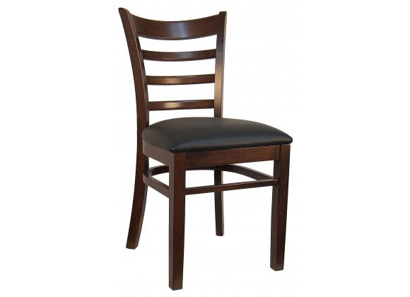 LADDER BACK Wood Chair 8641 - Black Vinyl