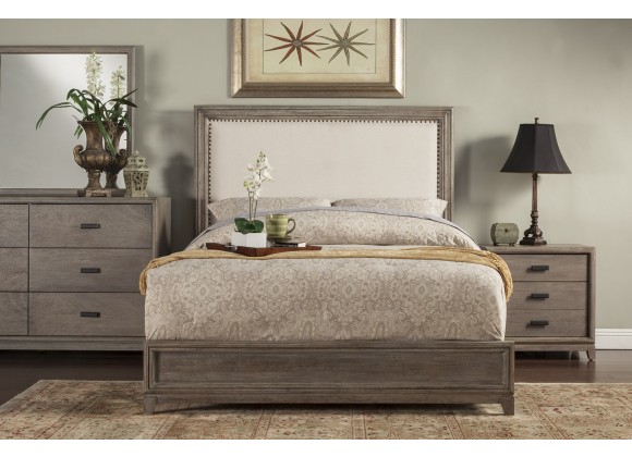 Alpine Furniture Camilla Queen Bed and Antique Grey - Front
