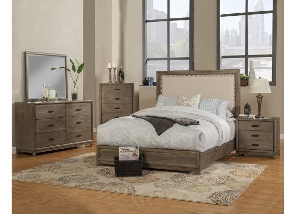Alpine Furniture Camilla 5 Drawer Chest, Antique Grey - Lifestyle