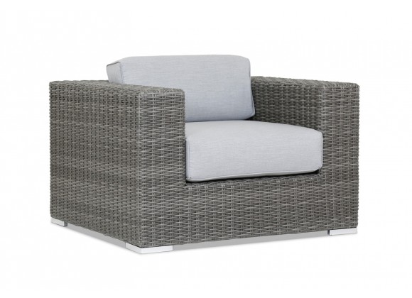 Emerald II Wicker Club Chair With Cushions In Canvas Granite With Self Welt