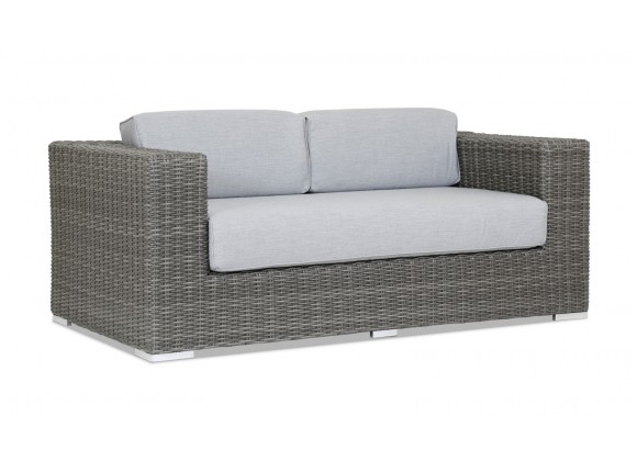 Emerald II Wicker Loveseat With Cushions In Canvas Granite With Self Welt