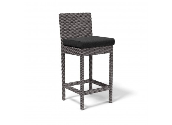 Sunset West Emerald Wicker II Barstool With Cushion In Sunbrella® Spectrum Carbon With Self Welt