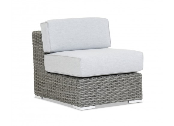 Emerald II Wicker Armless Club With Cushions In Canvas Granite With Self Welt