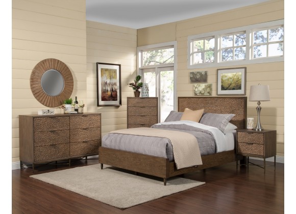 Alpine Furniture Brown Pearl Queen Panel Bed in Brown Bronze