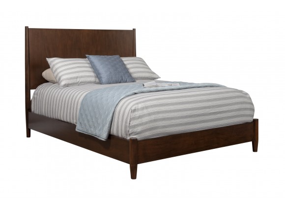 Alpine Furniture Flynn California King Platform Bed, Walnut - Front Angle