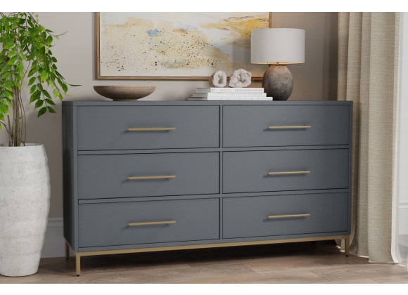 Alpine Furniture Madelyn Six Drawer Dresser, Slate Gray - Lifestyle