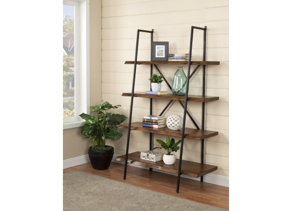  Alpine Furniture Live Edge Bookshelf in Light Walnut - Lifestyle