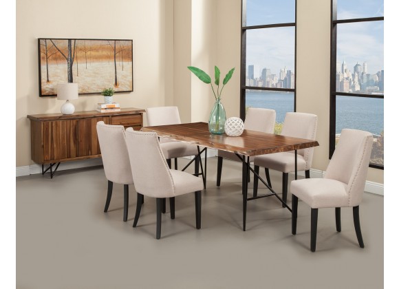 Alpine Furniture Live Edge Dining Table in Light Walnut - Lifestyle