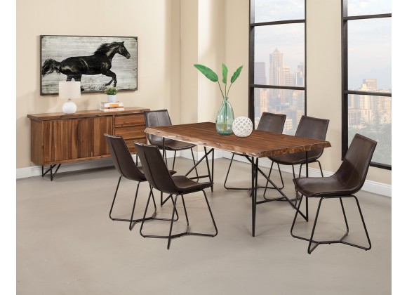 Alpine Furniture Live Edge Leather Chairs in Dark Brown - Lifestyle