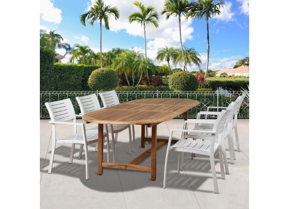 Amazonia Noordam 7 Piece Teak Oval Patio Dining Set - Lifestyle