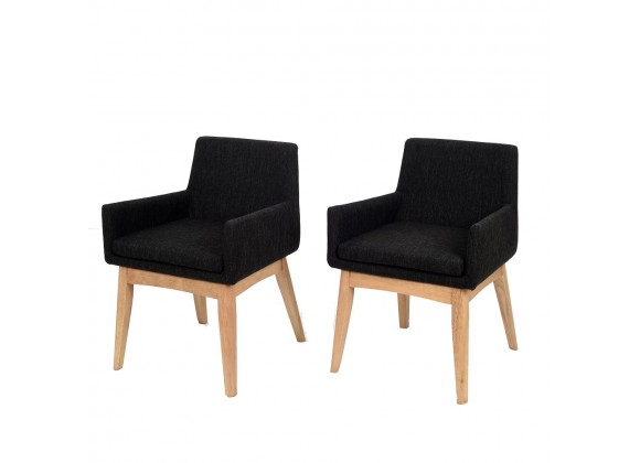 Midtown Concept Ruby 2 Piece Liqurice Armchair Set - Natural Wood