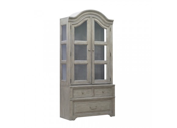 Pulaski Furniture Abbotts Glen Glass Door Bunching Display with Storage Drawers Side