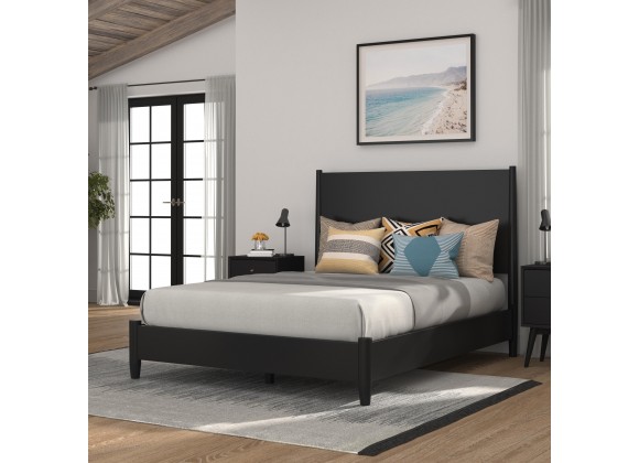 Alpine Furniture Flynn Standard King Platform Bed, Black - Lifestyle