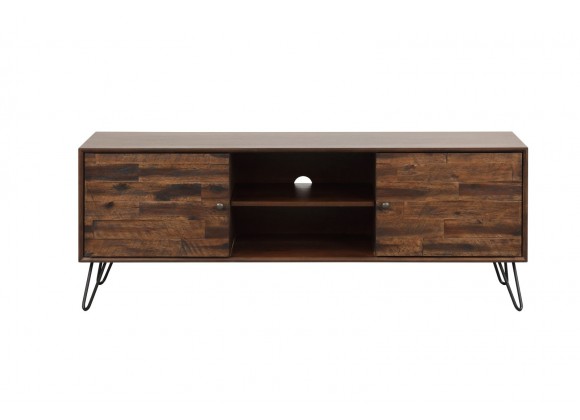 Crawford and Burke Wexford 56 inch Dark Brown 2-Door 2-Shelf Media Console, Front Angle