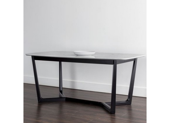 Sunpan Kali Dining Table 70.5" in Black - Grey Marble - Lifestyle