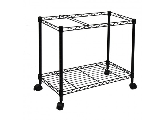 Oceanstar Portable 1-Tier Metal Rolling File Cart (Black) - Angled