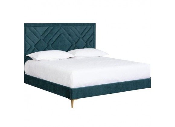 Sunpan Elizio Bed in Queen / King - Danny Teal - Front Side Angle