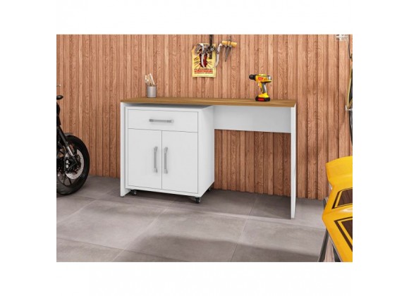 Manhattan Comfort Eiffel Garage Work Station Set of 2 in White