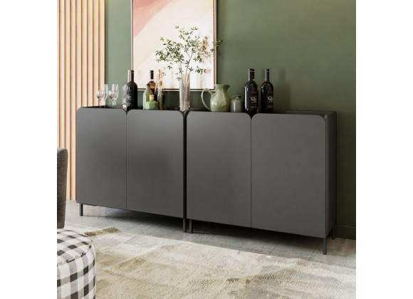 Manhattan Comfort Mid-Century Modern Bogardus Accent Cabinet in Black - Set of 2