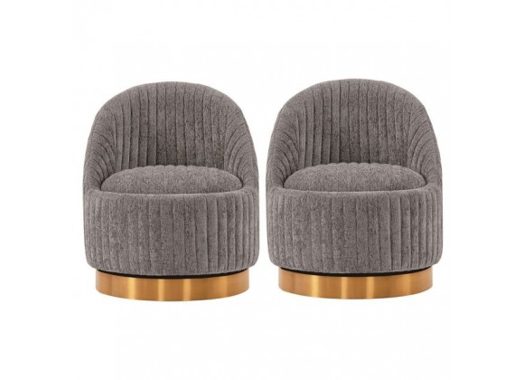Manhattan Comfort Modern Leela Swivel Chenille Accent Chair In Grey - Set of 2