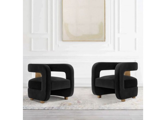 Manhattan Comfort Modern Amirah Velvet Accent Chair In Black - Set of 2