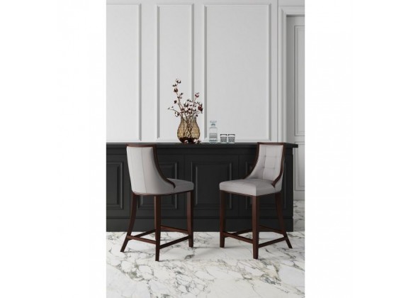 Manhattan Comfort Fifth Avenue Faux Leather Counter Stool in Light Grey
