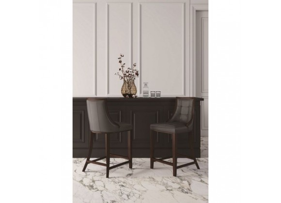 Manhattan Comfort Fifth Avenue Faux Leather Counter Stool in Pebble Grey