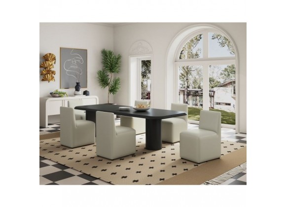 Manhattan Comfort Anna Modern Square Faux Leather Dining Chair in Light Stone Grey Full Set