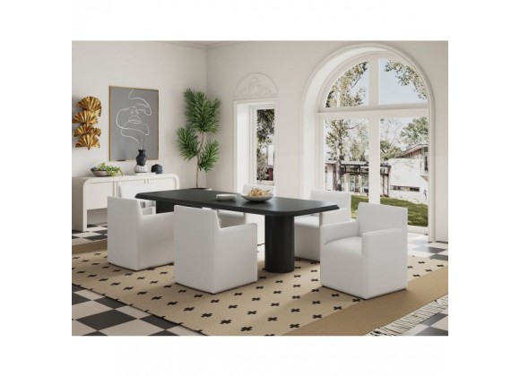 Manhattan Comfort Anna Modern Square Faux Leather Dining Armchair in Cream Full Set