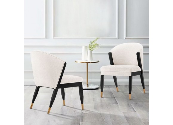 Manhattan Comfort Modern Ola Chenille Dining Chair In Cream- Set of 2