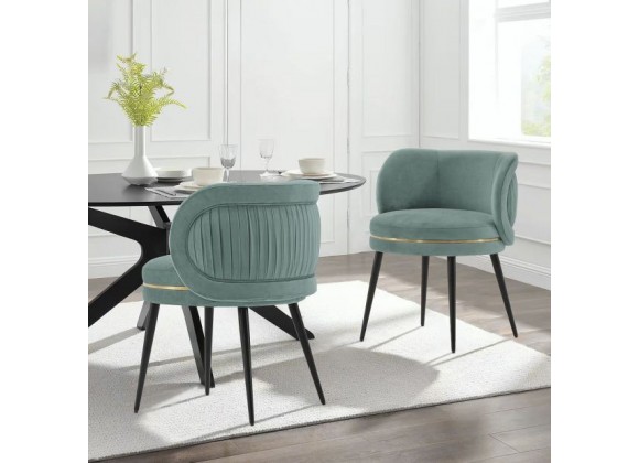 Manhattan Comfort Modern Kaya Pleated Velvet Dining Chair Set of 2 Mint Green