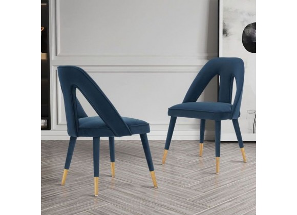 Manhattan Comfort Modern Neda Velvet Dining Chair In Midnight Blue Set of 2