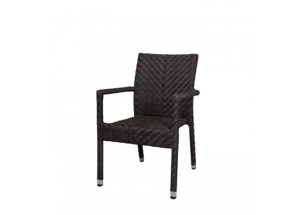 Miami Dining Arm Chair - Espresso Wicker - Angled