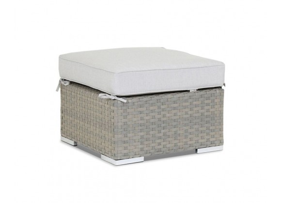 Majorca Ottoman with Cushion in Cast Silver - Front Side Angle