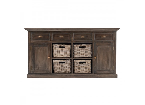 Nova Solo Halifax Mindi Wood Buffet with 4 Basket Set - Front Angle