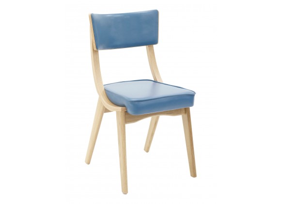 European Beechwood Wood Dining Chair - Blue - Front