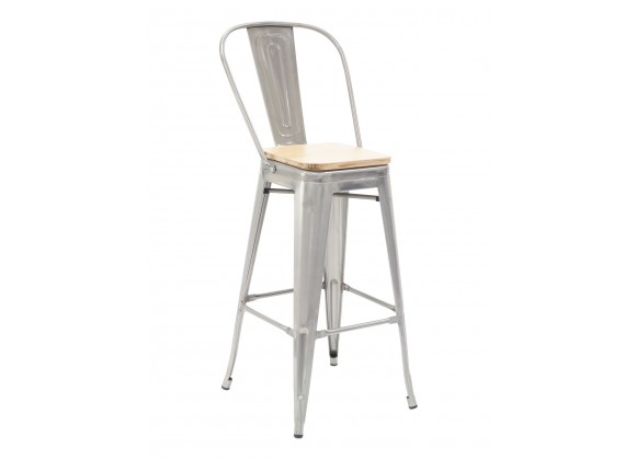 Industrial Barstool - Clearcoat & Solid Colors - White Seat plate