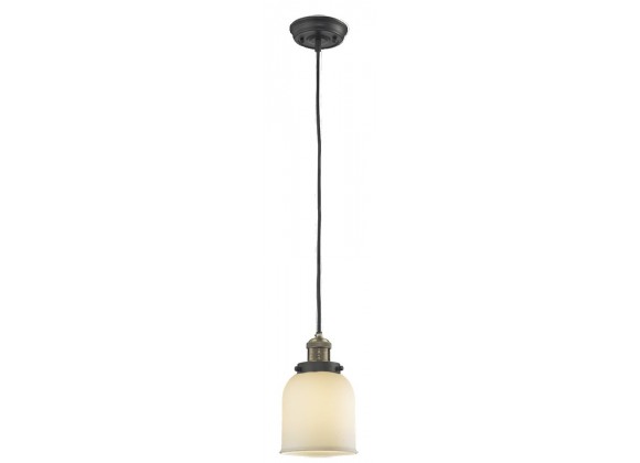 Glass Pendant With 10 Feet Cord - Brushed Brass - Matte White Cased Glass