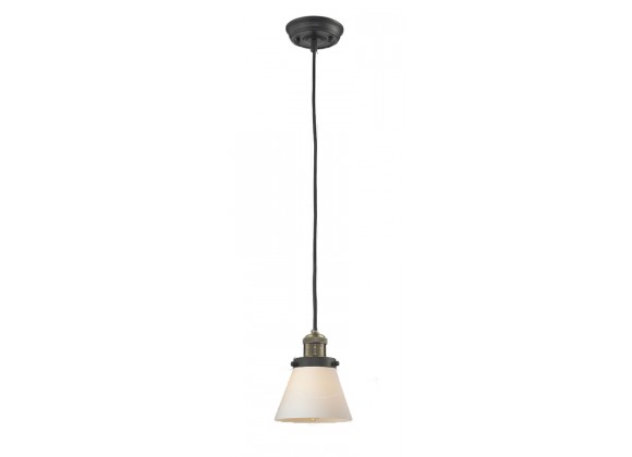 Glass Pendant With 10 Feet Cord - Black/Brushed Brass - Matte White Cased Glass