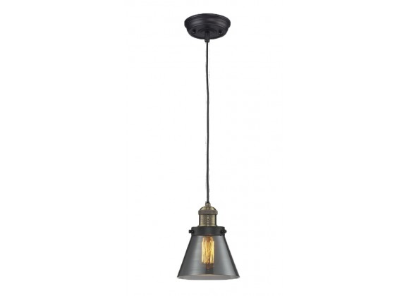 Glass Pendant With 10 Feet Cord - Brushed Brass - Smoked Glass
